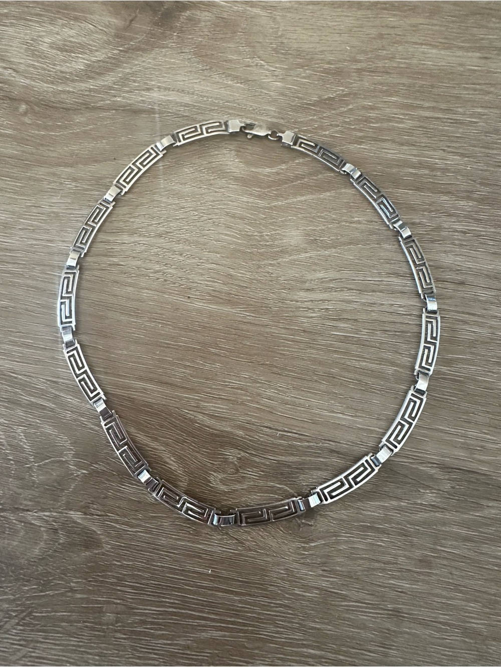 Sterling Silver Greek Key Chain Necklace - Silver